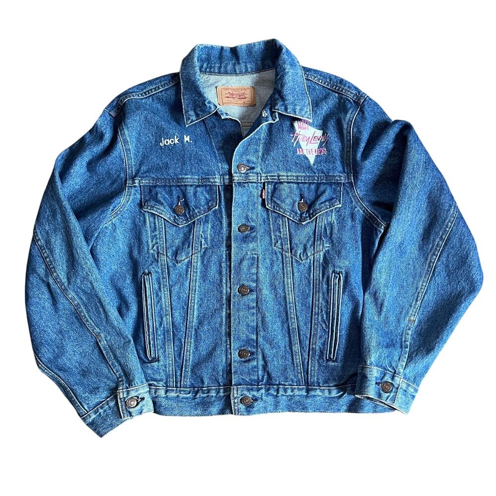 Vintage 1986 Levis 70506 Huey Lewis And The News Tour Crew Jacket 44R Mens Large